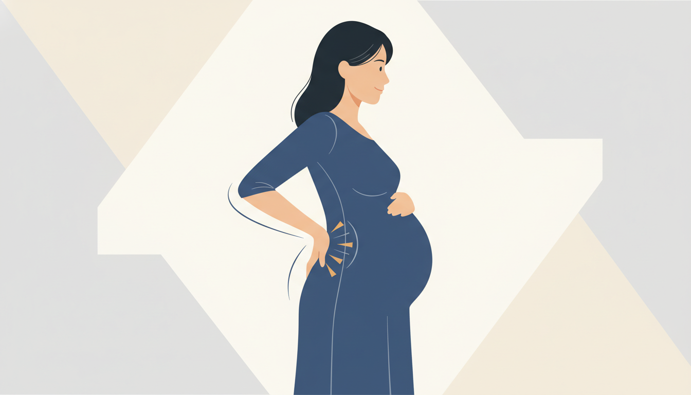 妊娠中の反り腰と骨盤の歪みを示すイラスト